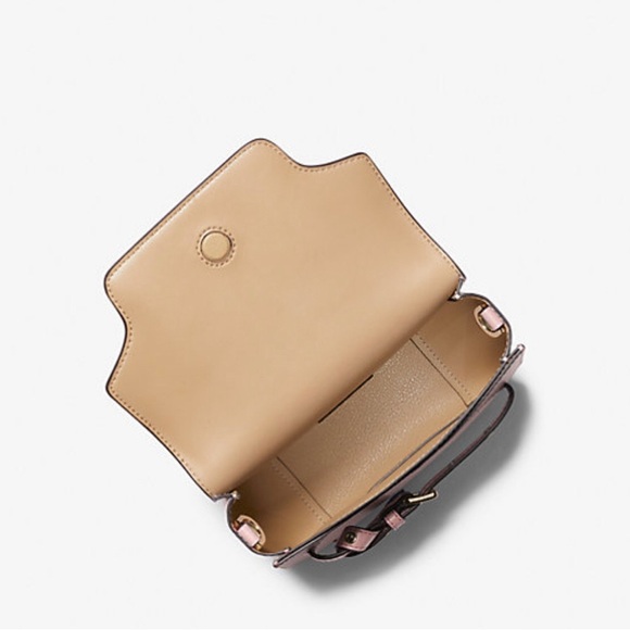 Michael Kors Emilia Small Leather Crossbody Bag-Powder Blush - Picture 9 of 11